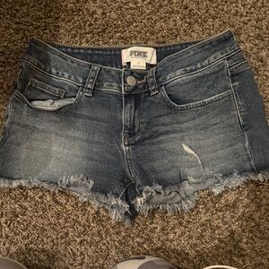 PINK Victoria's Secret Frayed Hem Jean Shorts